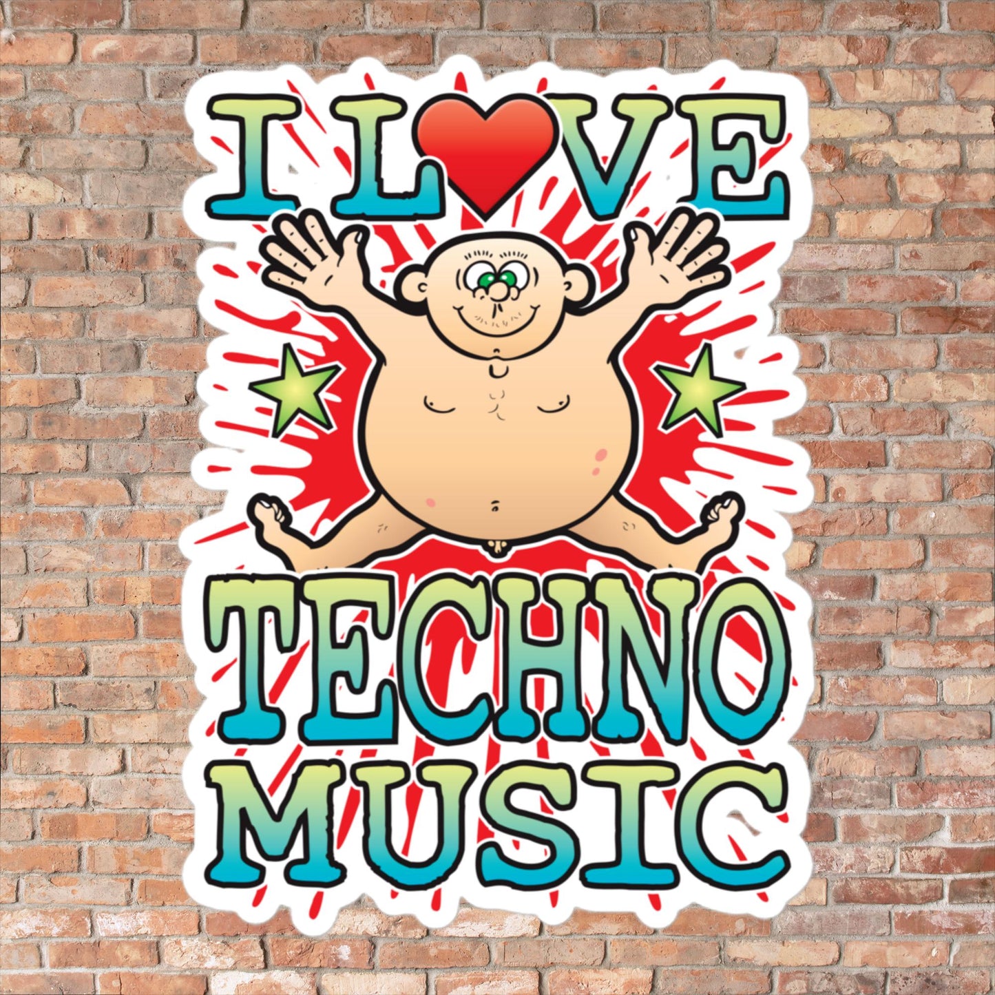 Techno Music Vinyl Kiss-Cut Sticker / 14 x 10cm