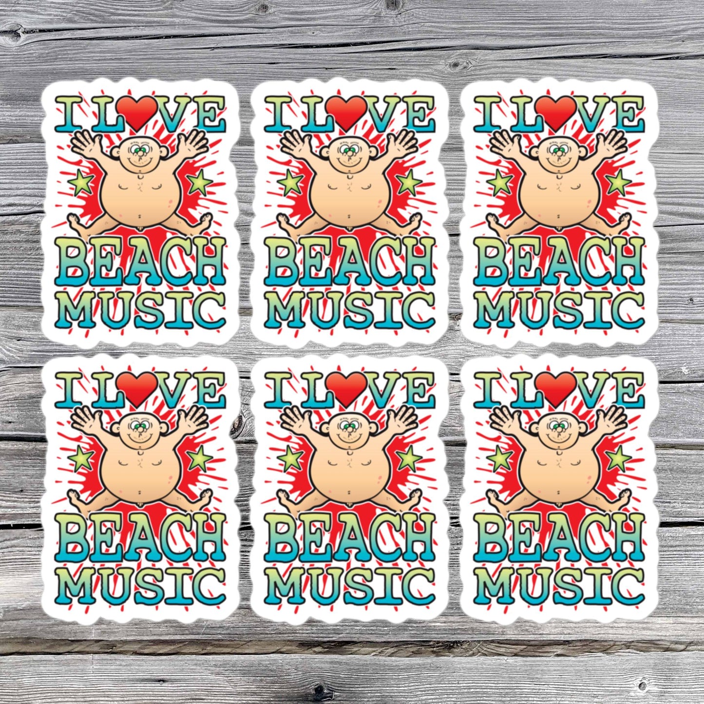 Beach Music Vinyl Kiss-Cut Stickers