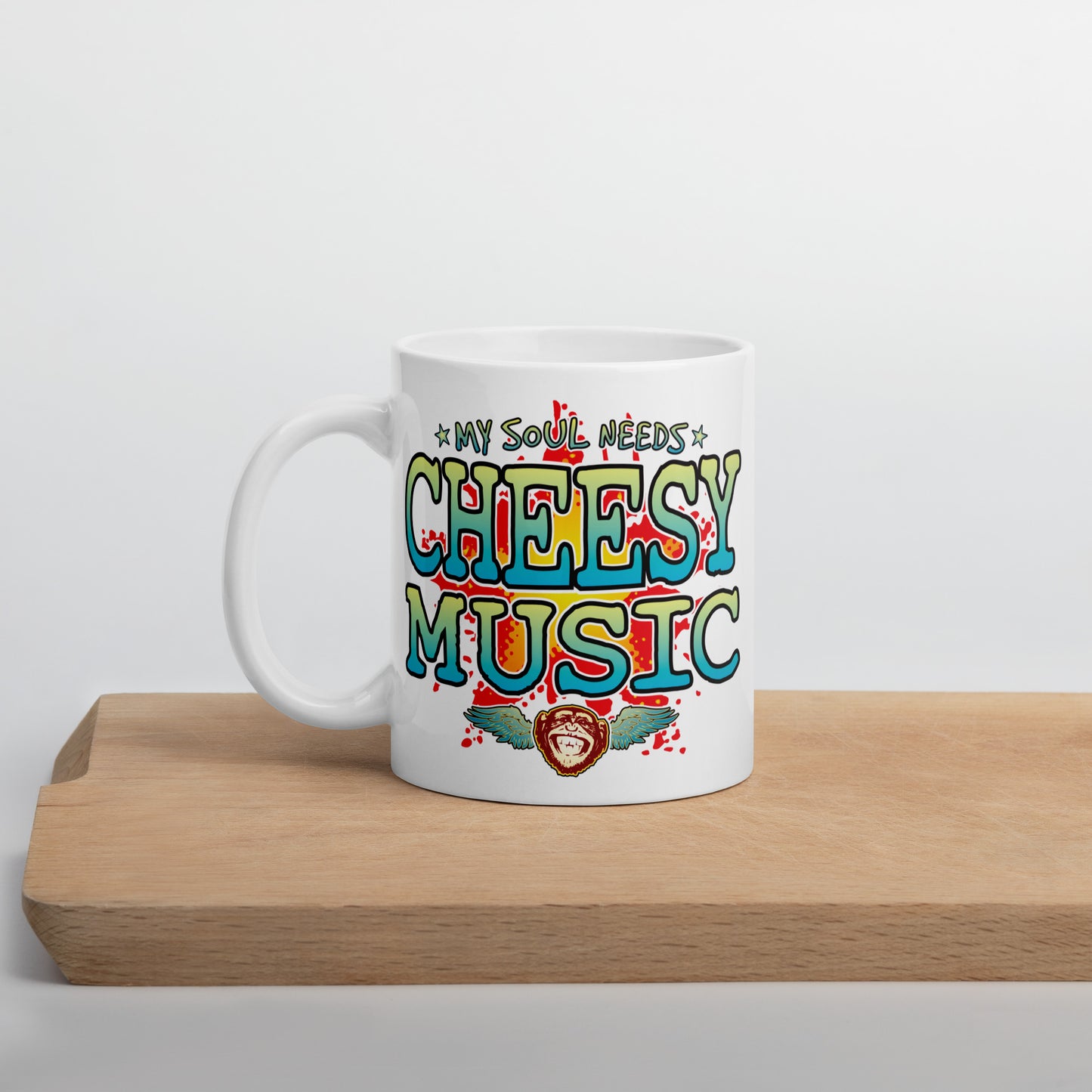 Cheesy Music 11oz White Ceramic Soul Mug