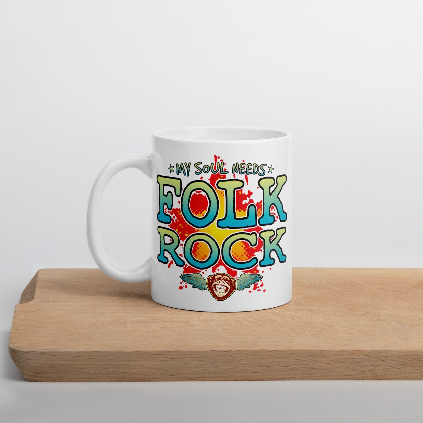 Folk Rock 11oz White Ceramic Soul Mug