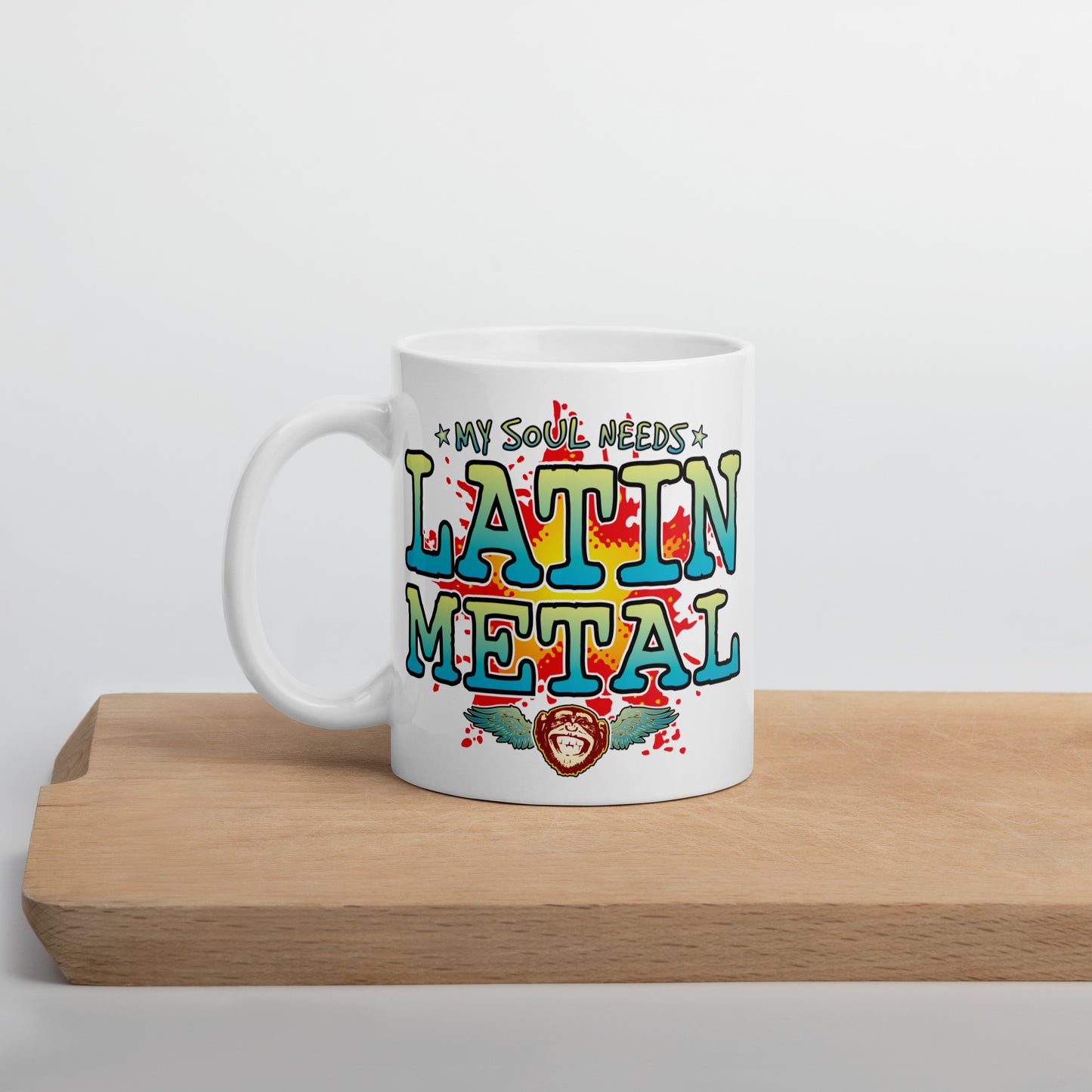 Latin Metal 11oz White Ceramic Soul Mug
