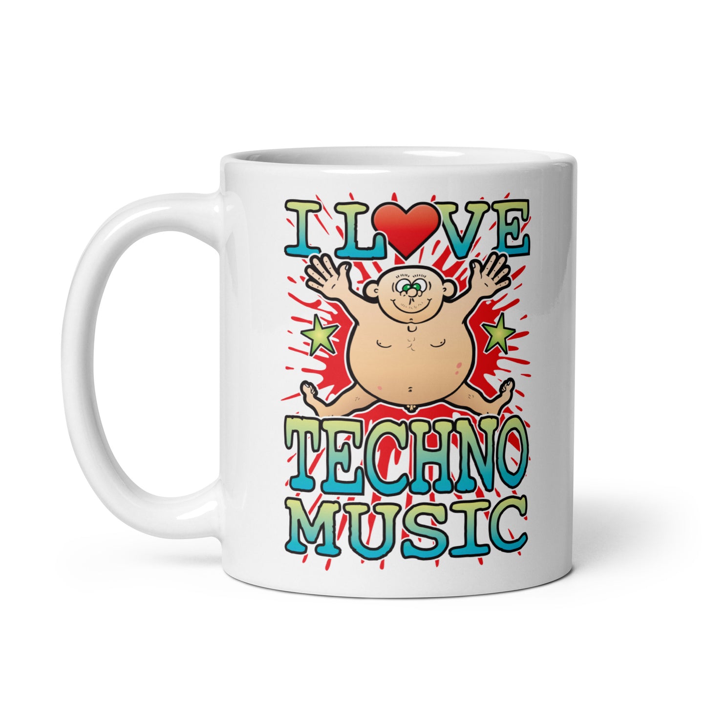 I Love Techno Music Ceramic Mug