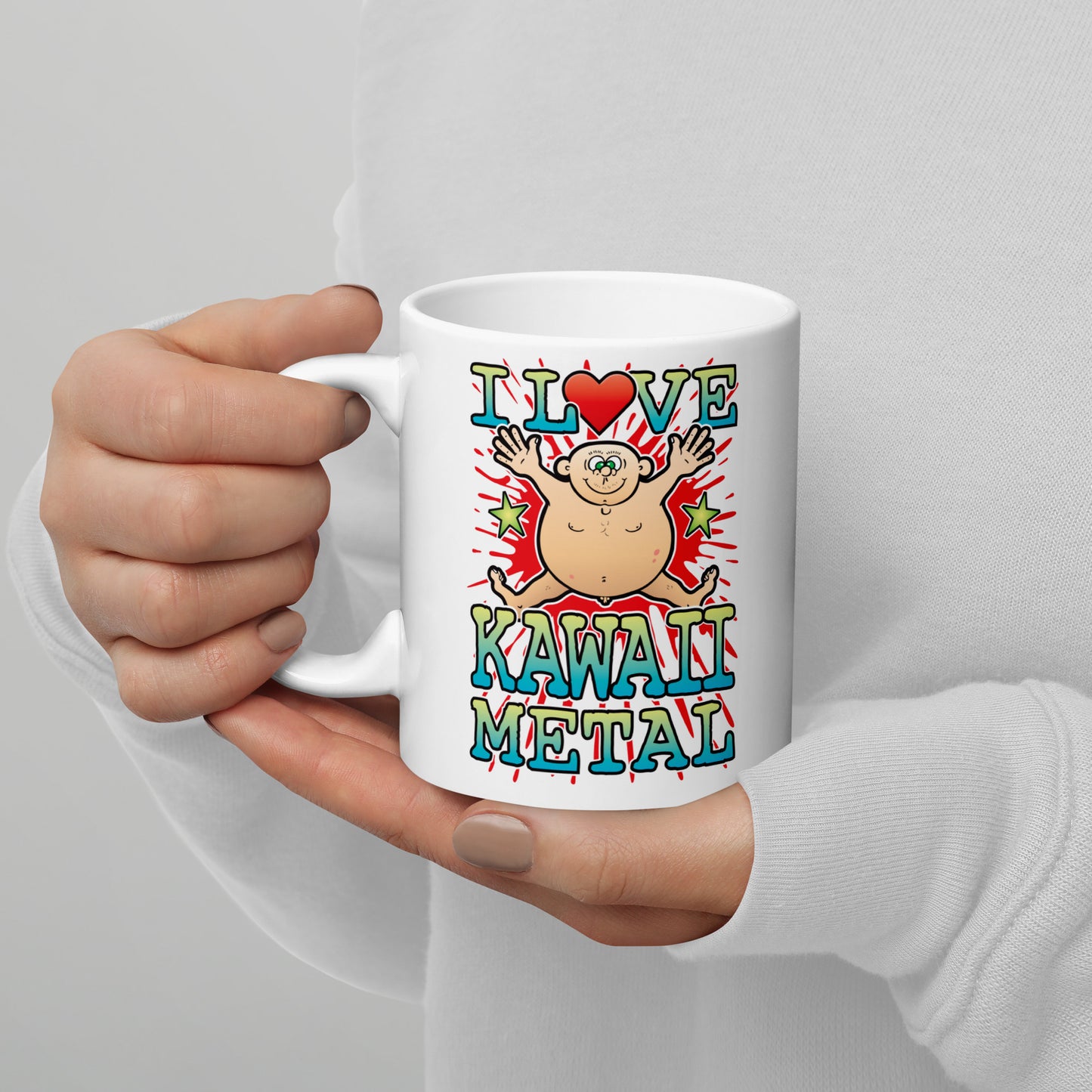 I Love Kawaii Metal Ceramic Mug