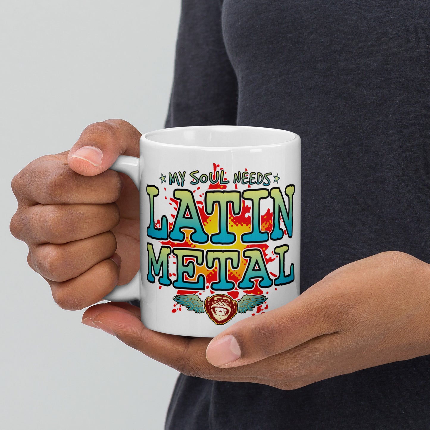 Latin Metal 11oz White Ceramic Soul Mug