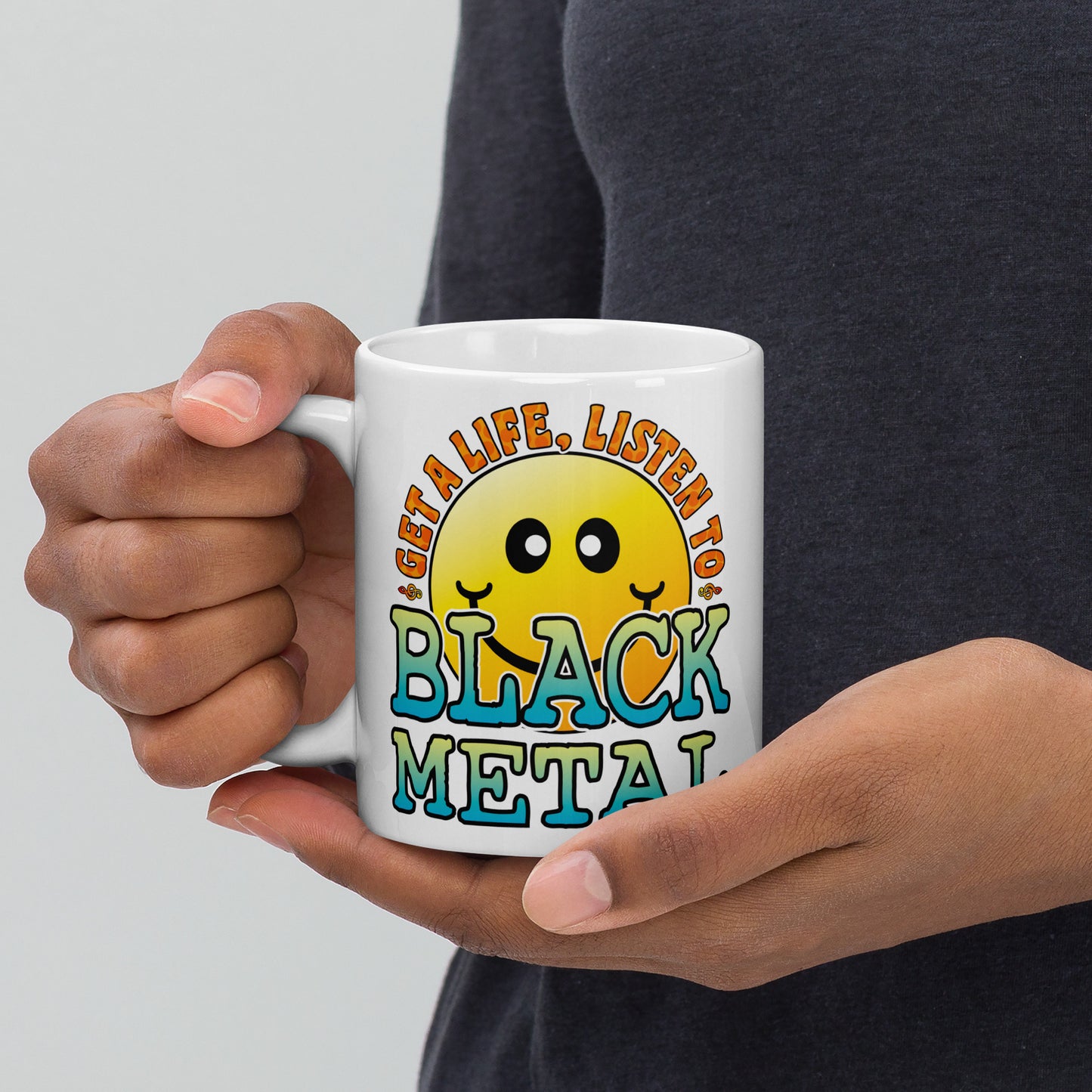 Black Metal Ceramic Mug