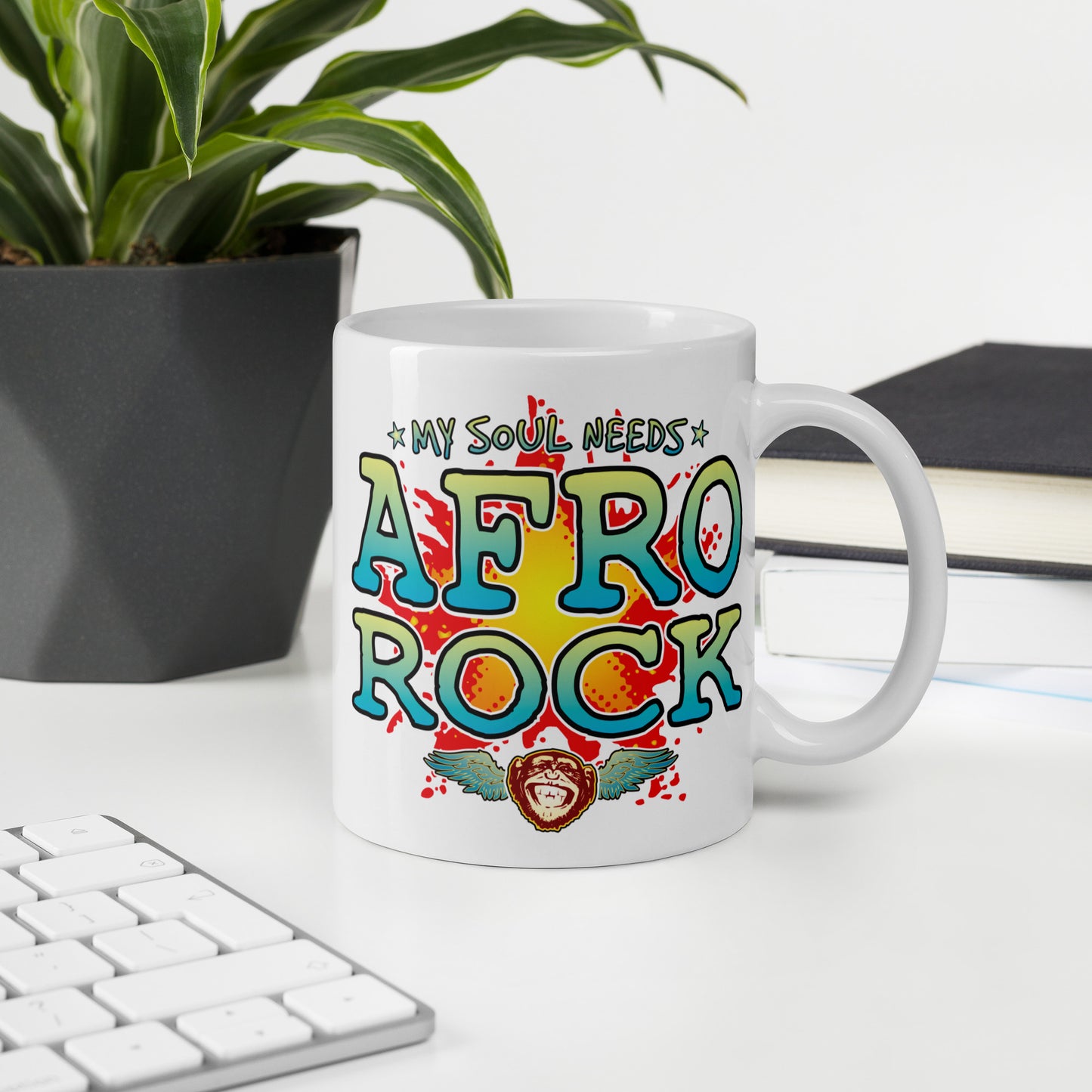 Afro Rock 11oz White Ceramic Soul Mug