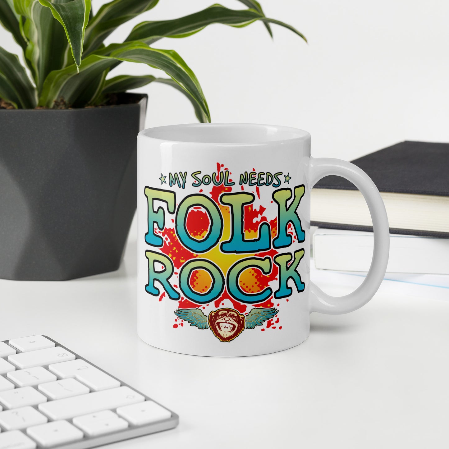 Folk Rock 11oz White Ceramic Soul Mug