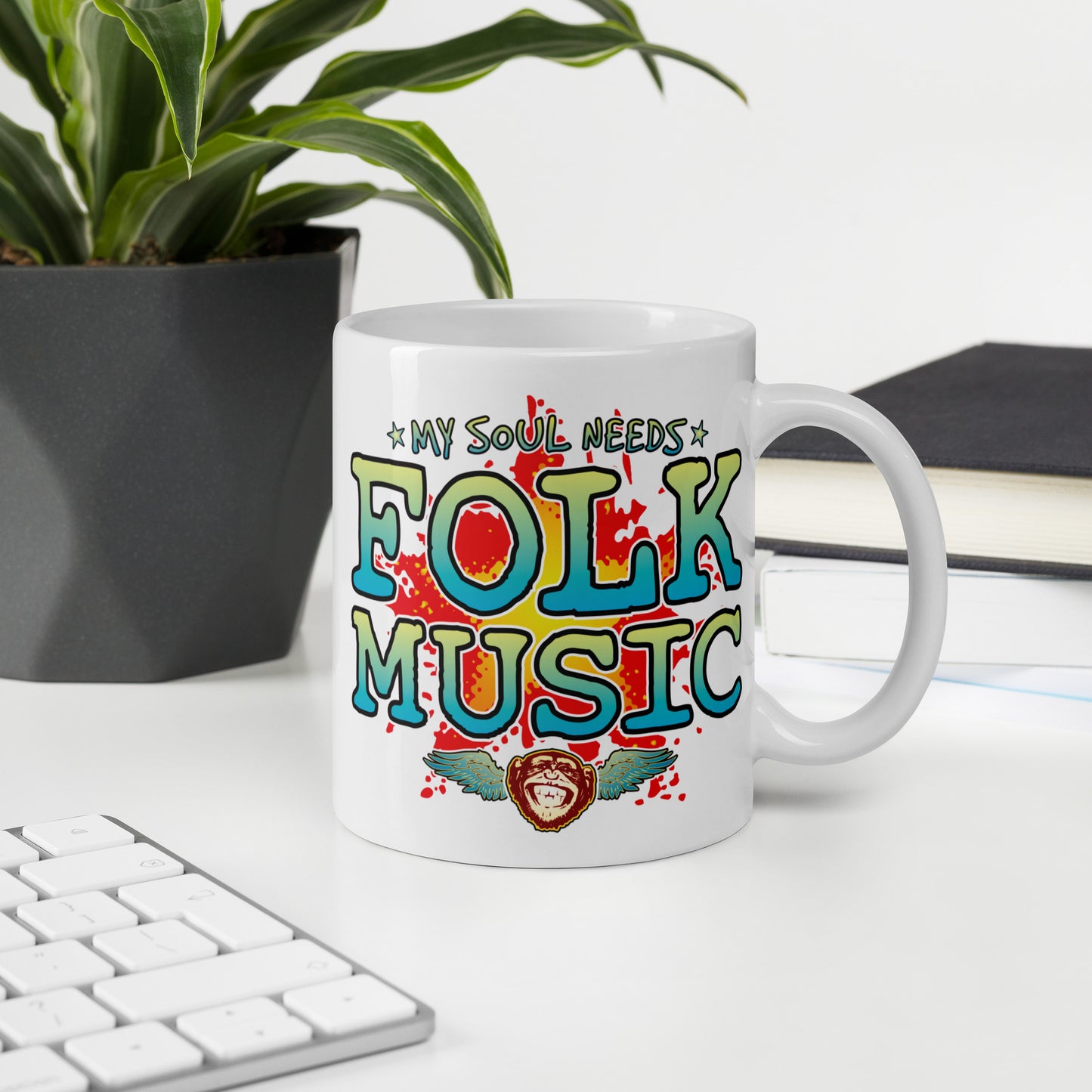 Folk Music 11oz White Ceramic Soul Mug