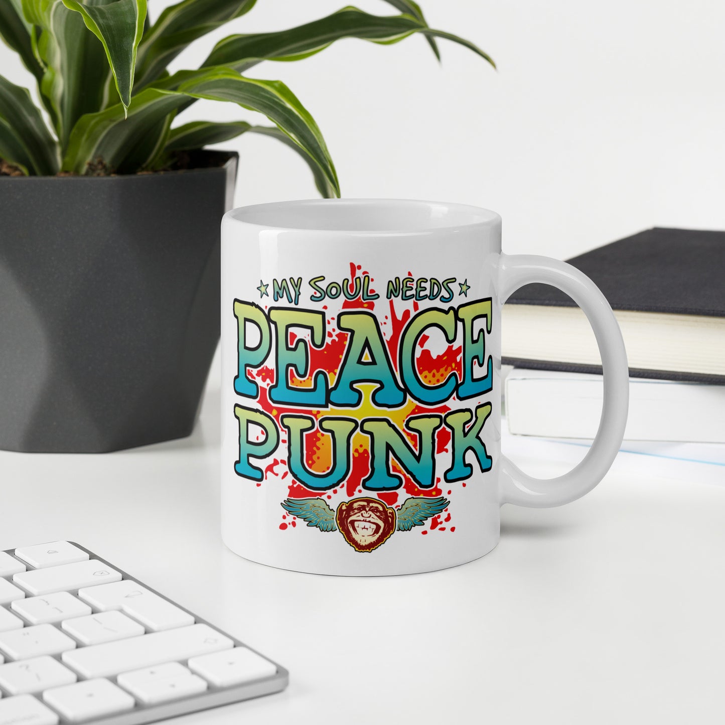Peace Punk 11oz White Ceramic Soul Mug