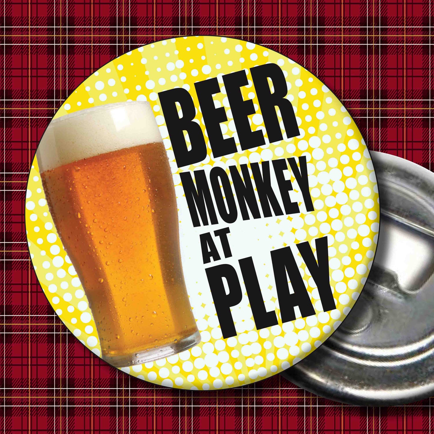 Beer Monkey At Play Art Print + Badge + Bottle Opener + Birthday Card