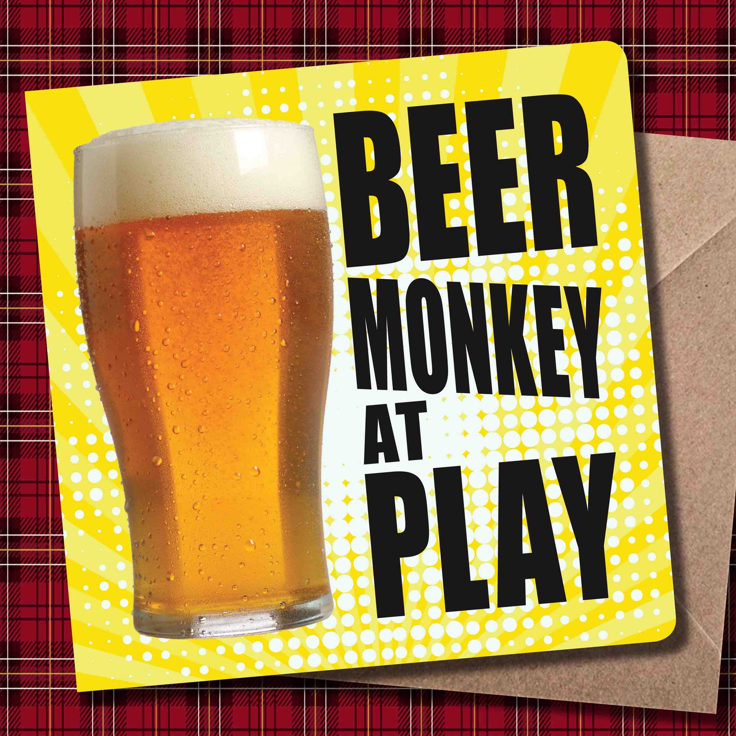Beer Monkey At Play Art Print + Badge + Bottle Opener + Birthday Card