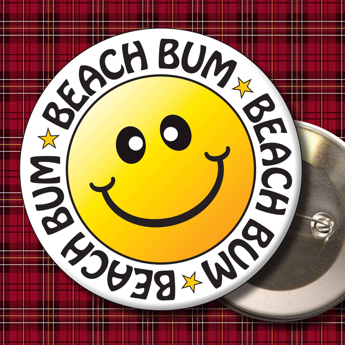 Beach Bum Smiley Badge + Bottle Opener