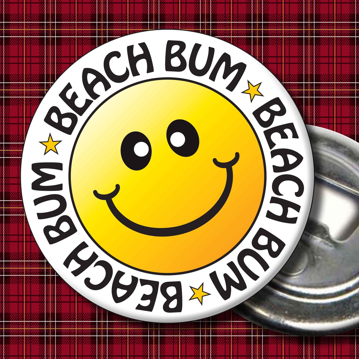 Beach Bum Smiley Badge + Bottle Opener