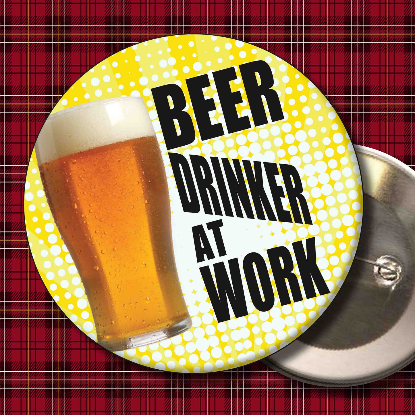 Beer Drinker At Work Art Print + Badge + Bottle Opener + Birthday Card