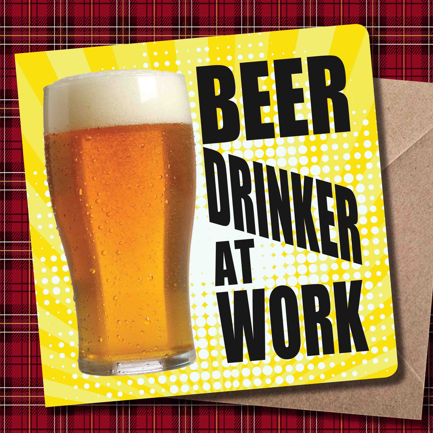 Beer Drinker At Work Art Print + Badge + Bottle Opener + Birthday Card