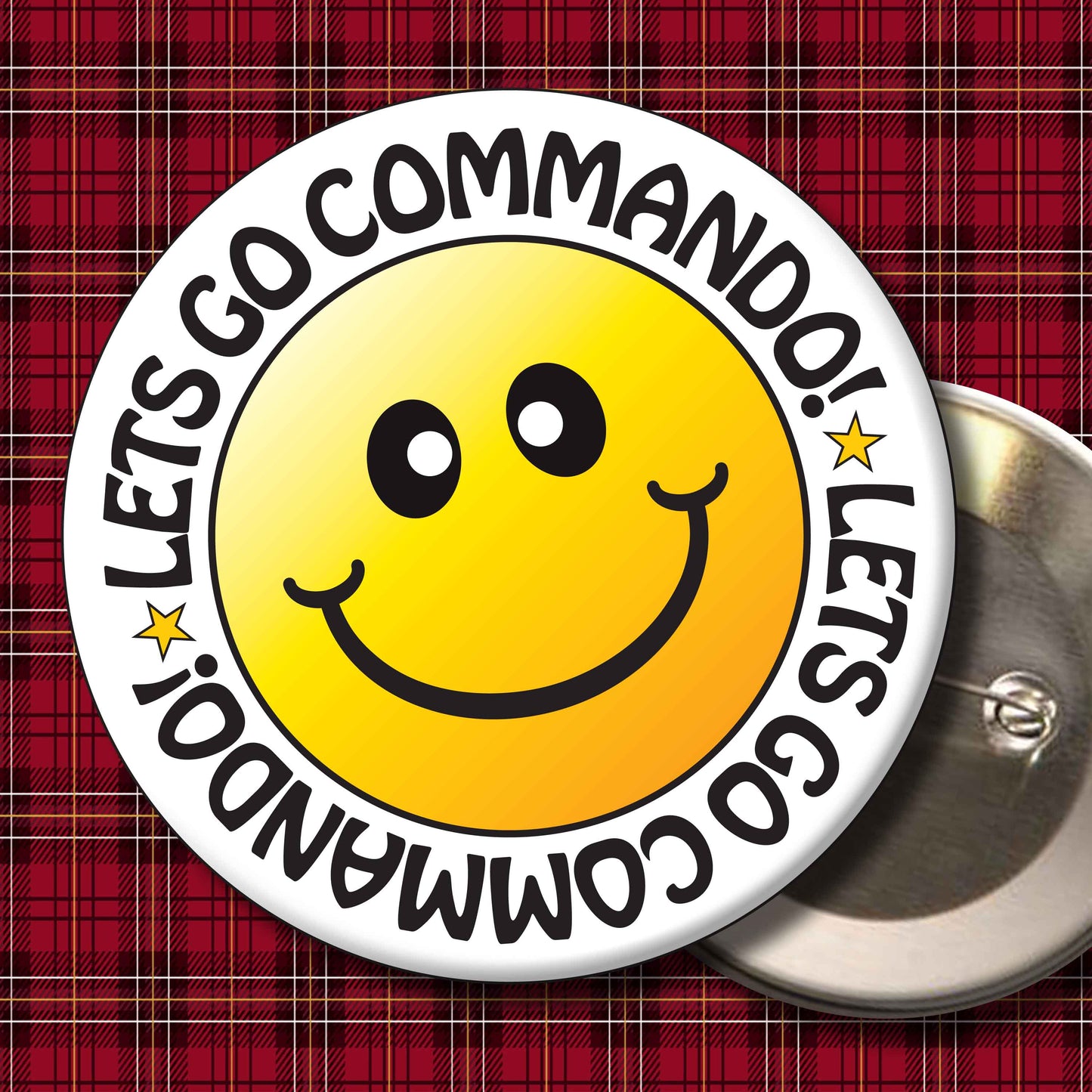 Lets Go Commando! Smiley Badge + Bottle Opener