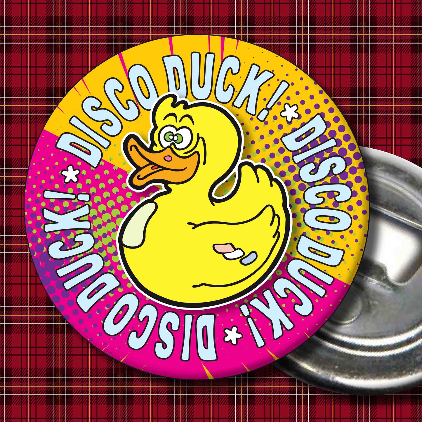 Disco Duck! Metal Pin Badge + Bottle Opener