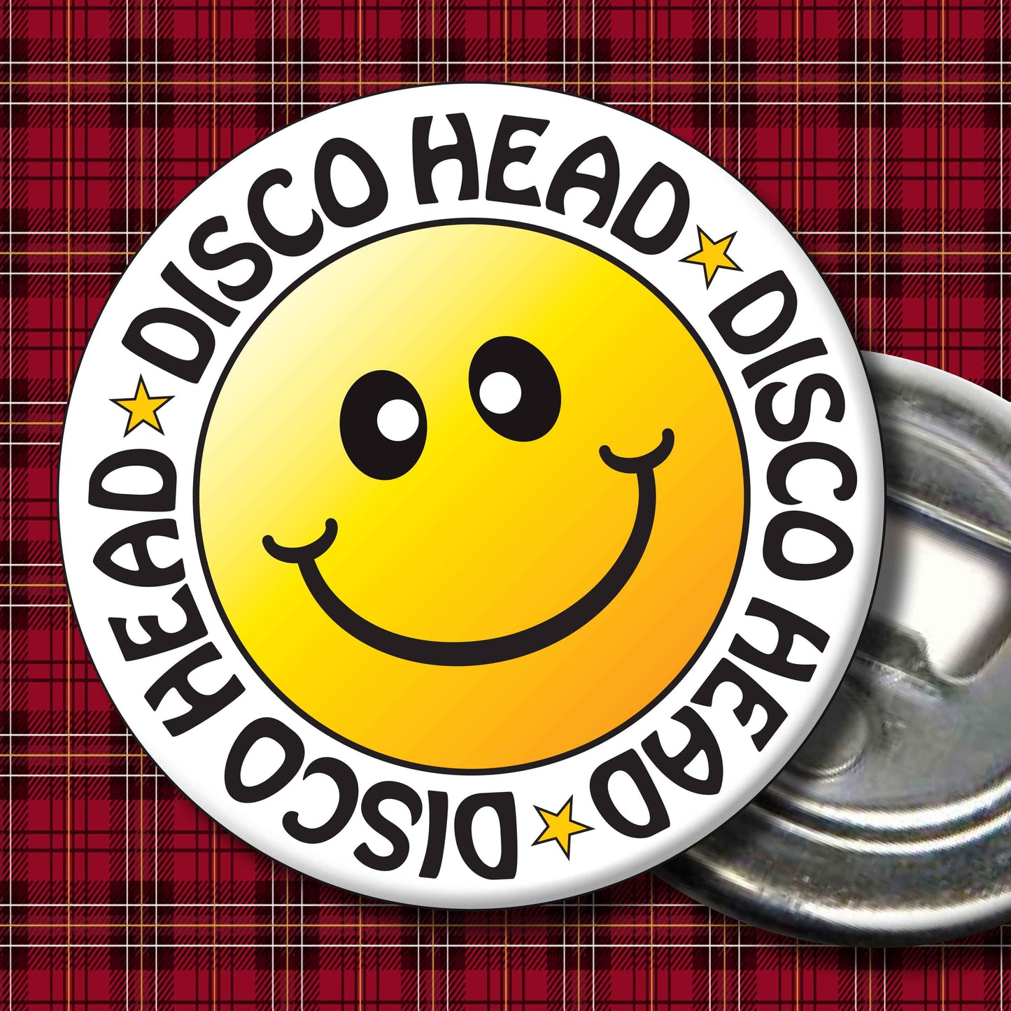 Disco Head Smiley Badge + Bottle Opener