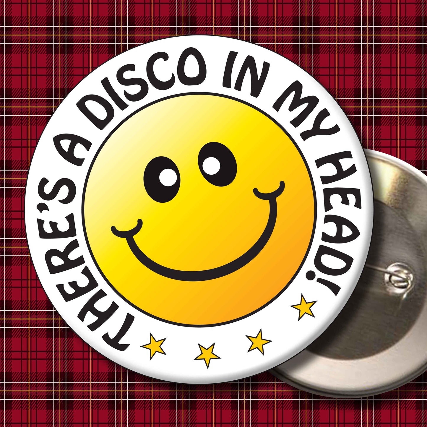 There's A Disco In My Head! Smiley Badge + Bottle Opener