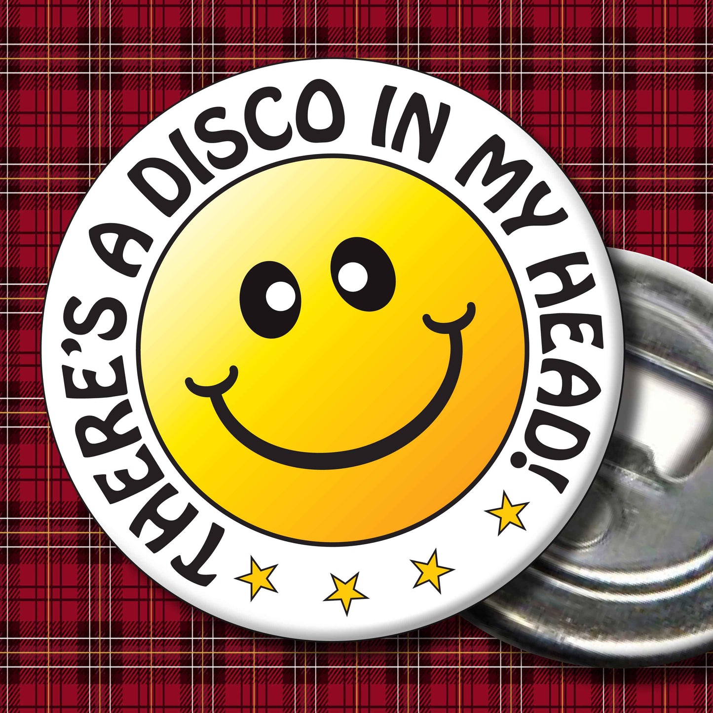 There's A Disco In My Head! Smiley Badge + Bottle Opener