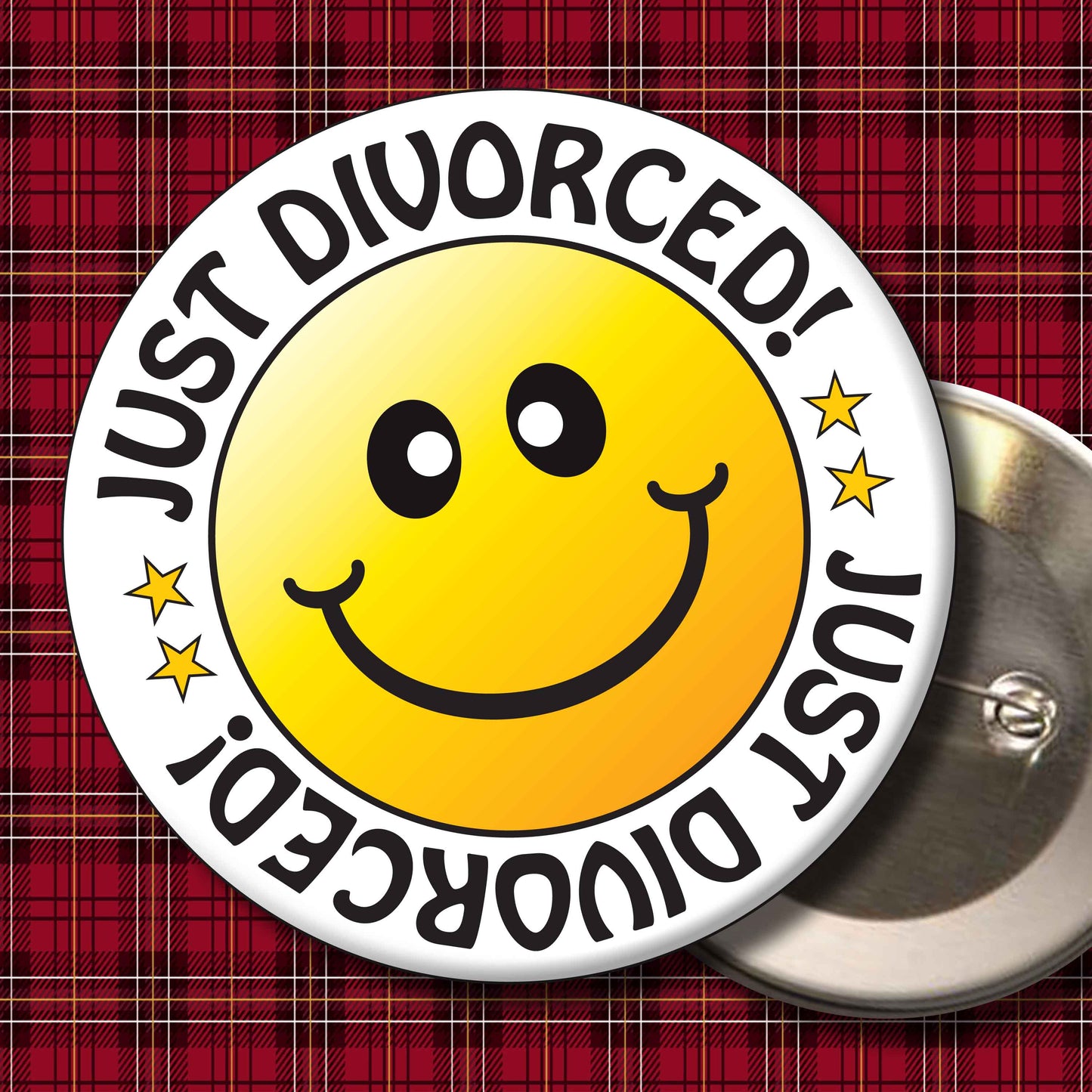 Just Divorced! Smiley Badge + Bottle Opener