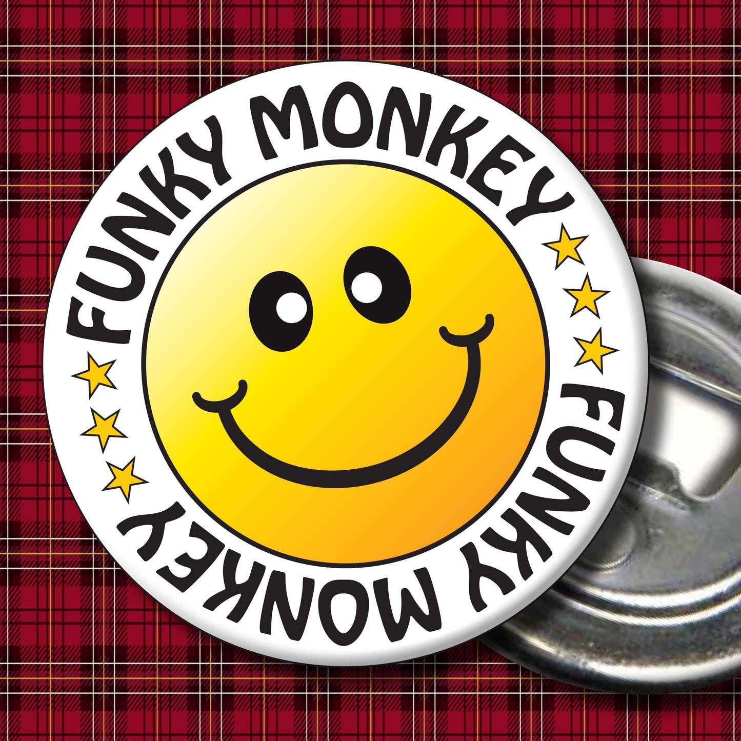 Funky Monkey Smiley Badge + Bottle Opener