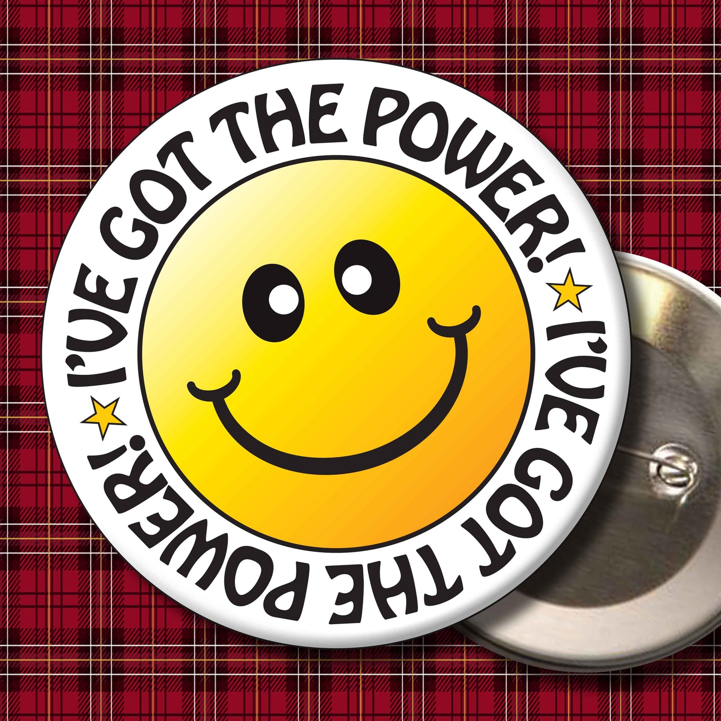 I've Got The Power! Smiley Badge + Bottle Opener