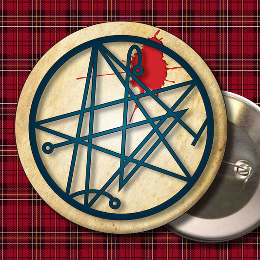 Necronomicon Metal Pin Badge + Bottle Opener