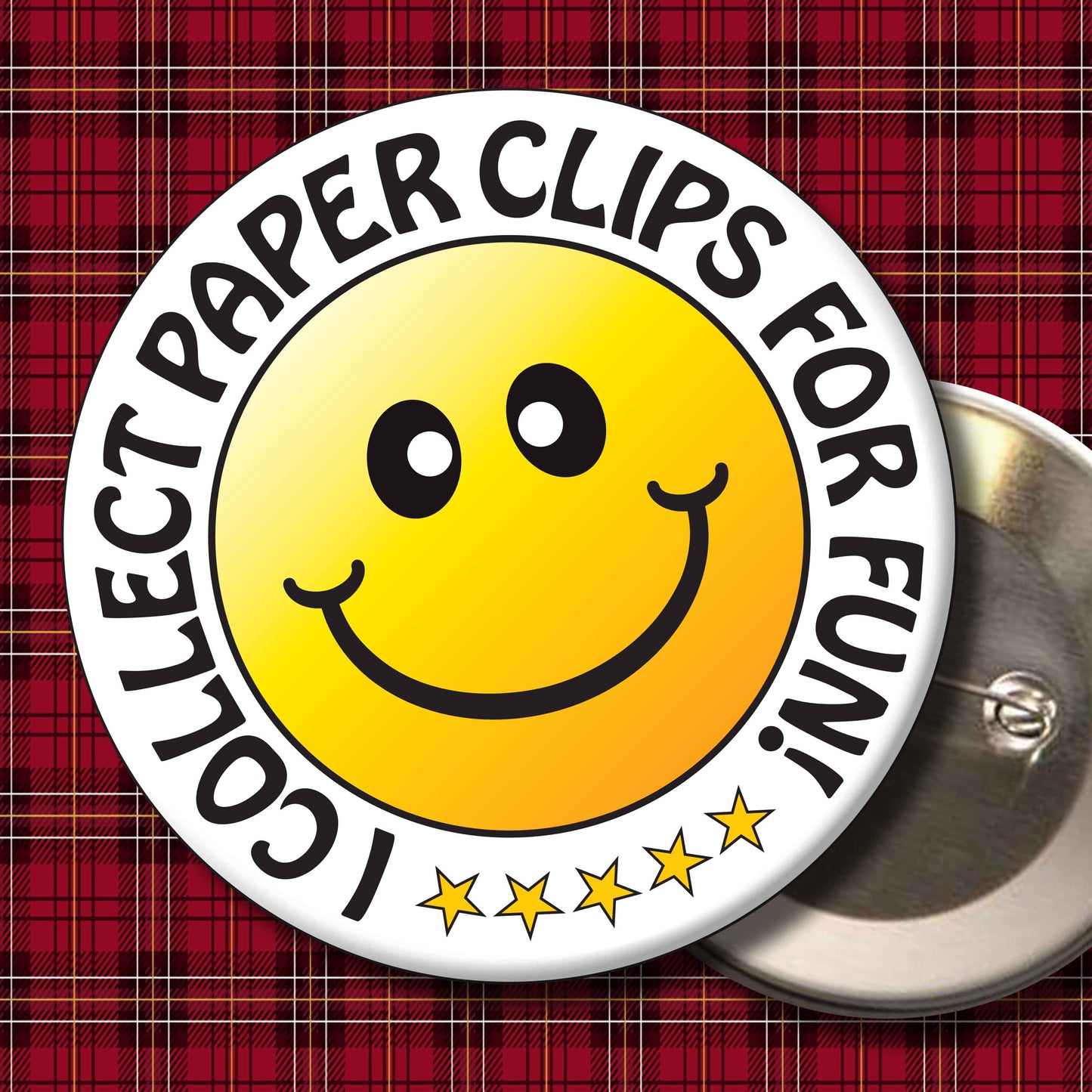 I Collect Paper Clips For Fun! Smiley Badge + Bottle Opener