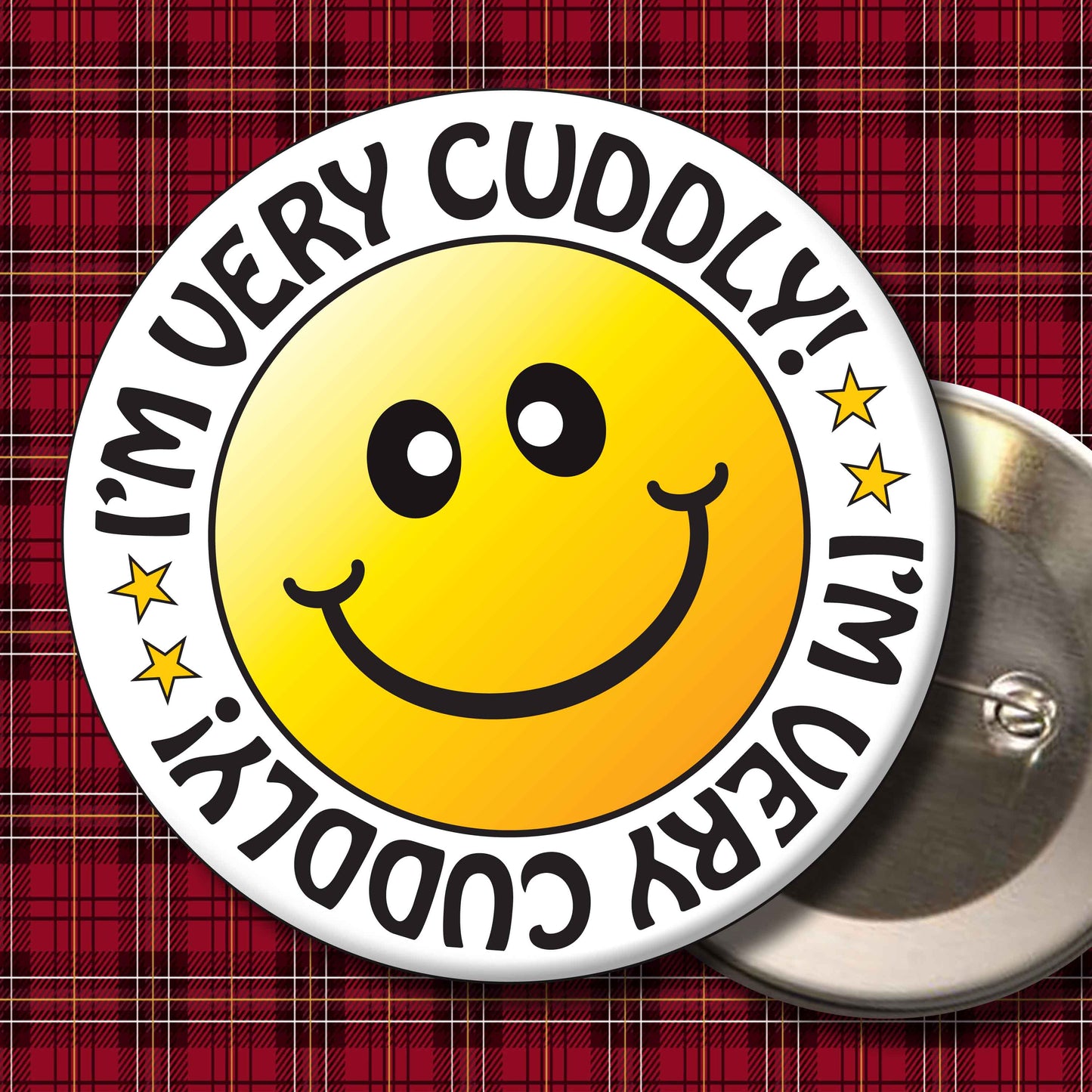 I@M Very Cuddly! Smiley Badge + Bottle Opener