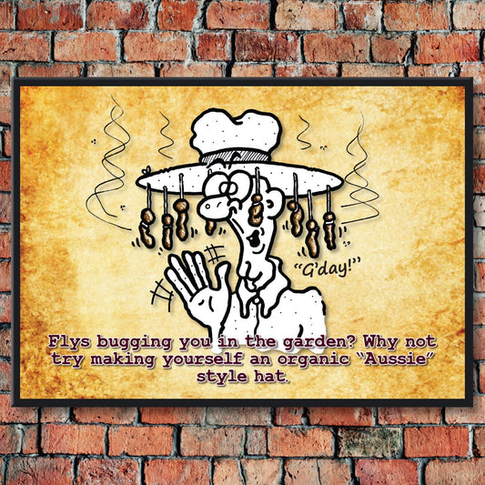 Aussie Hat Cartoon Art Print