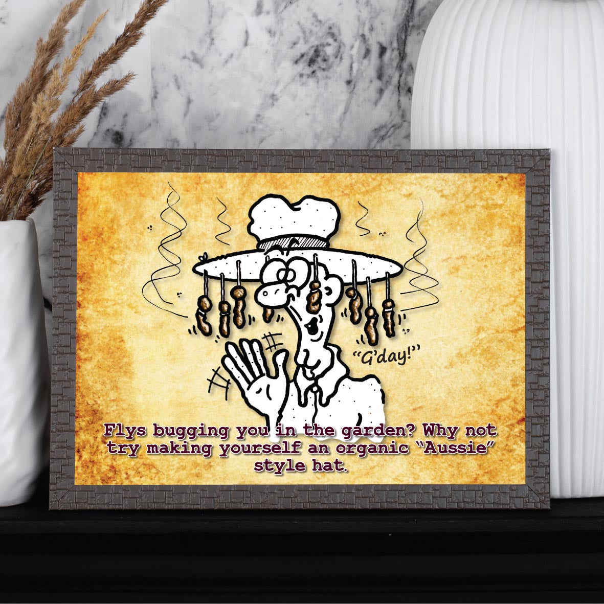 Aussie Hat Cartoon Art Print