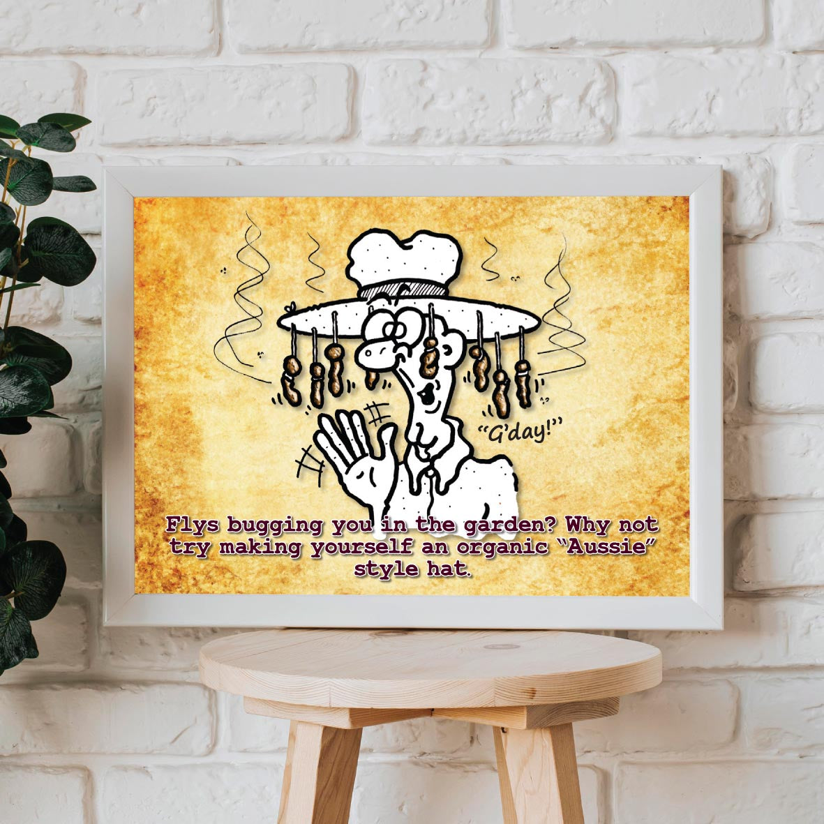 Aussie Hat Cartoon Art Print