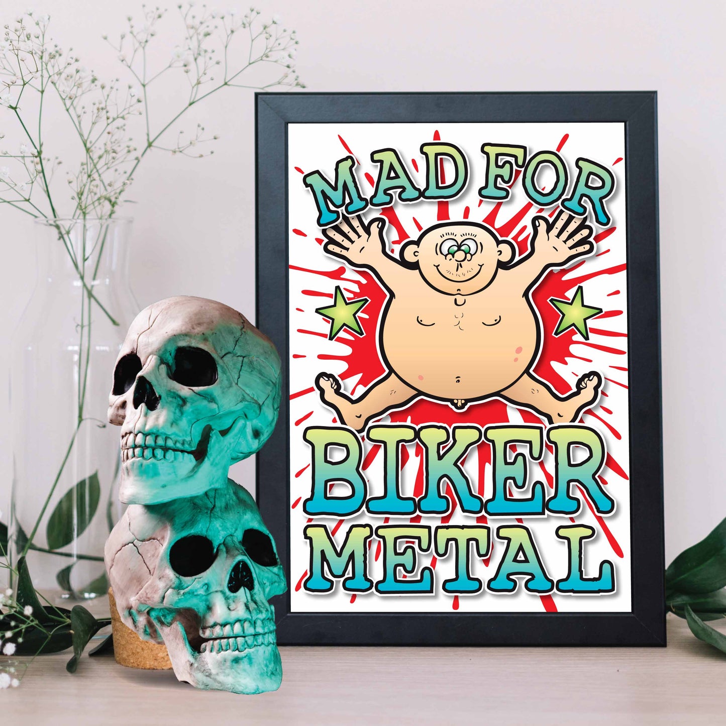 Biker Metal Art Print / Mad For Music Poster / Wall Décor