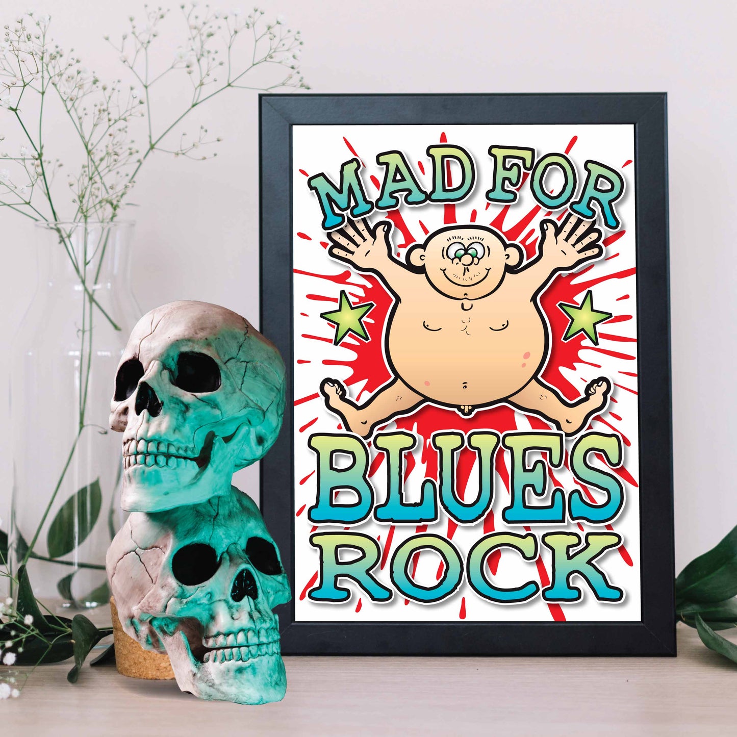 Blues Rock Art Print / Mad For Music Poster / Wall Décor