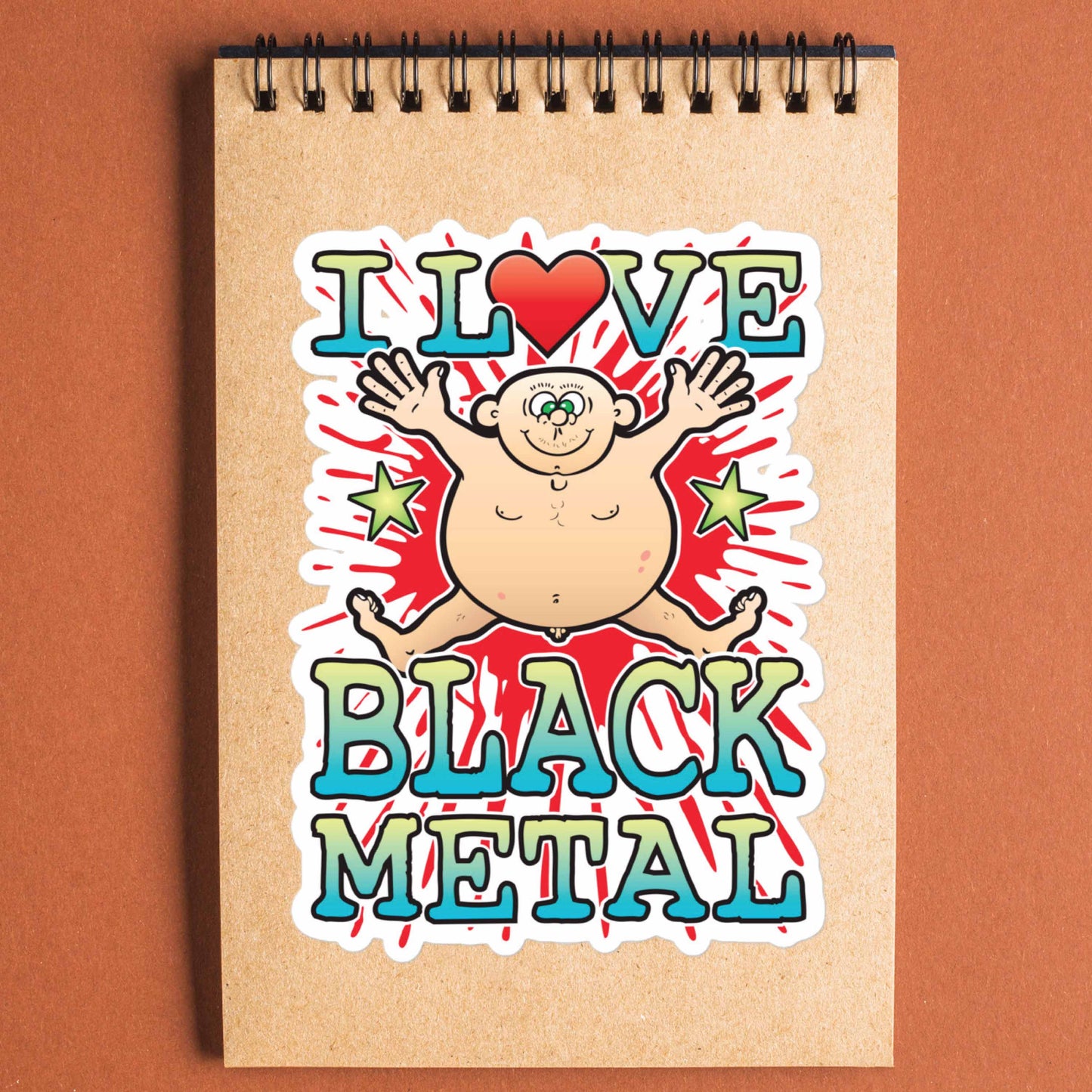 Black Metal Vinyl Kiss-Cut Sticker / 14 x 10cm