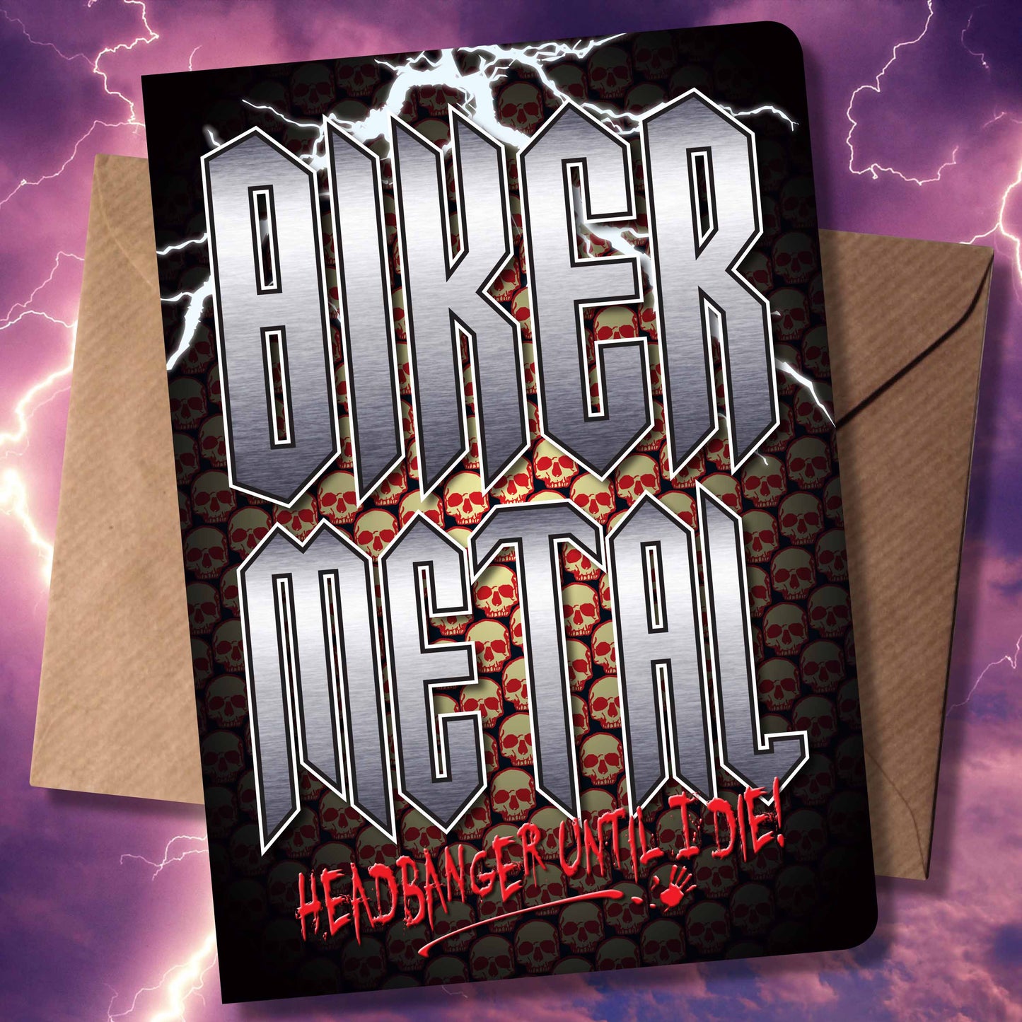 Biker Metal Headbanger Art Print + Birthday / Greetings Card