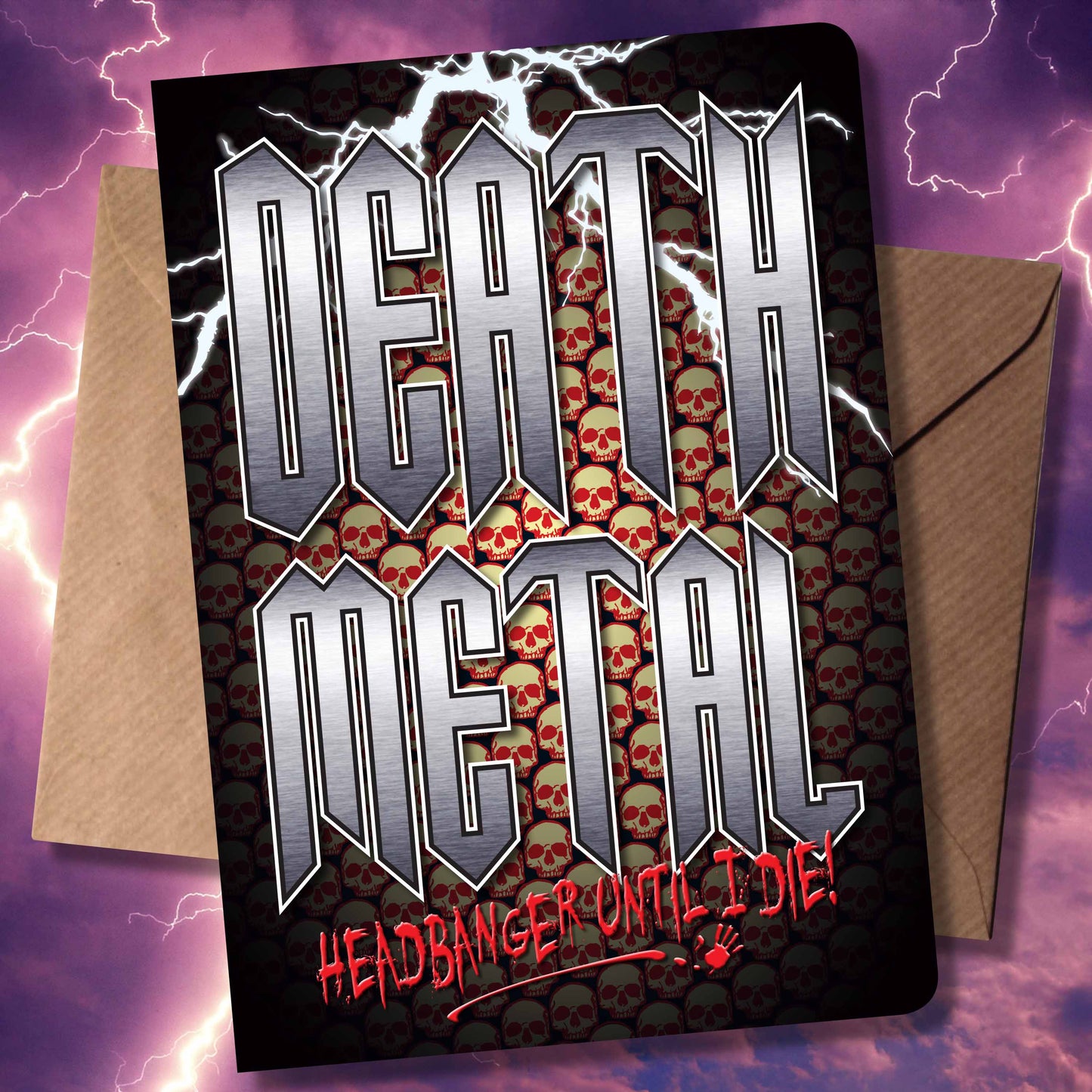 Death Metal Headbanger Art Print + Birthday / Greetings Card