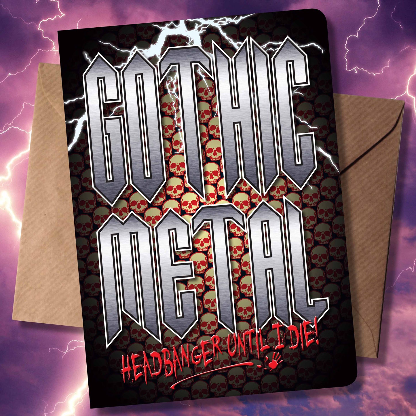 Gothic Metal Headbanger Art Print + Birthday / Greetings Card