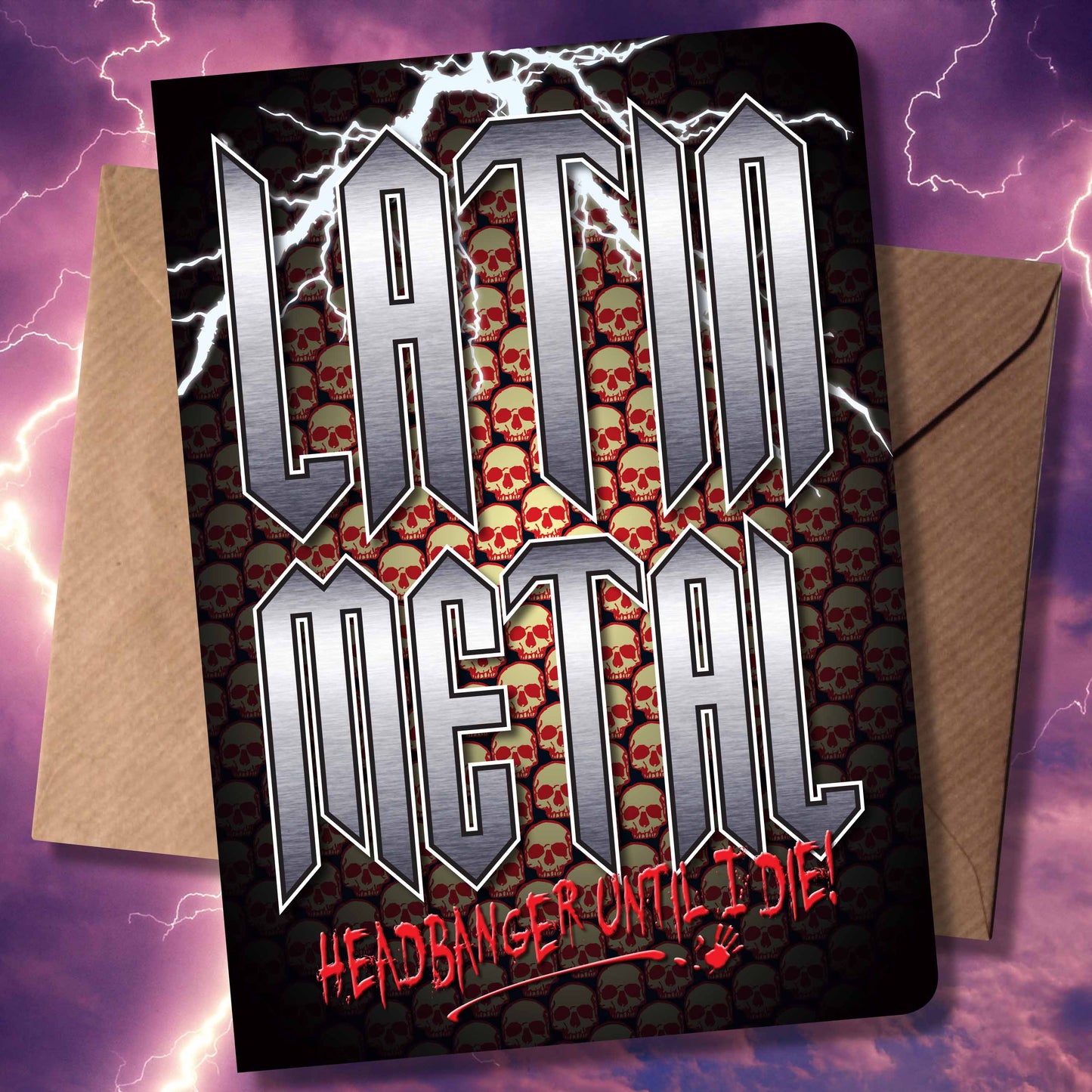 Latin Metal Headbanger Art Print + Birthday / Greetings Card