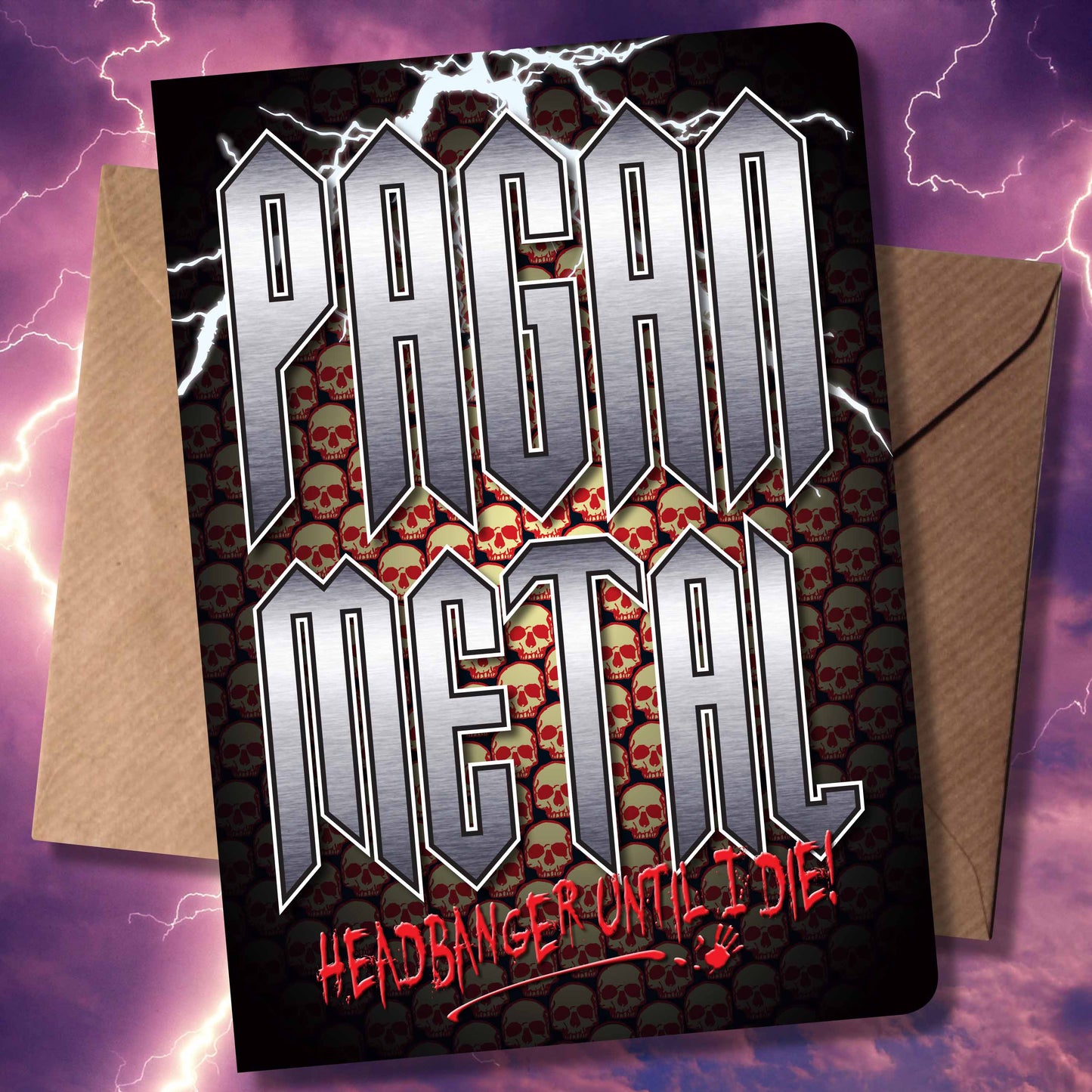 Pagan Metal Headbanger Art Print + Birthday / Greetings Card