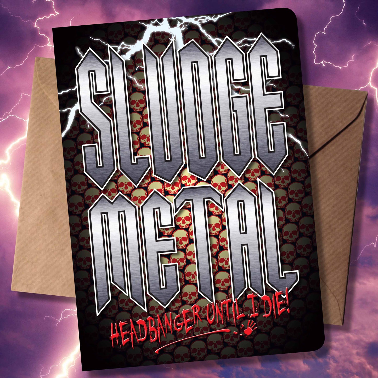 Sludge Metal Headbanger Art Print + Birthday / Greetings Card