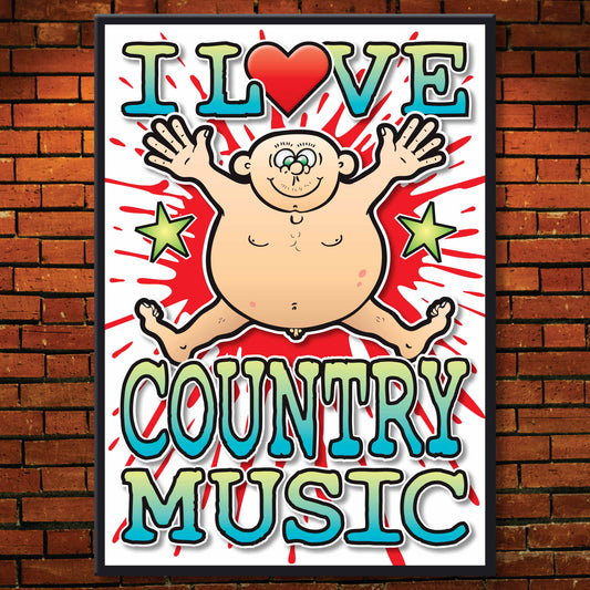 Country Music Art Print / Love Music Poster / Wall Décor / Rock Guru