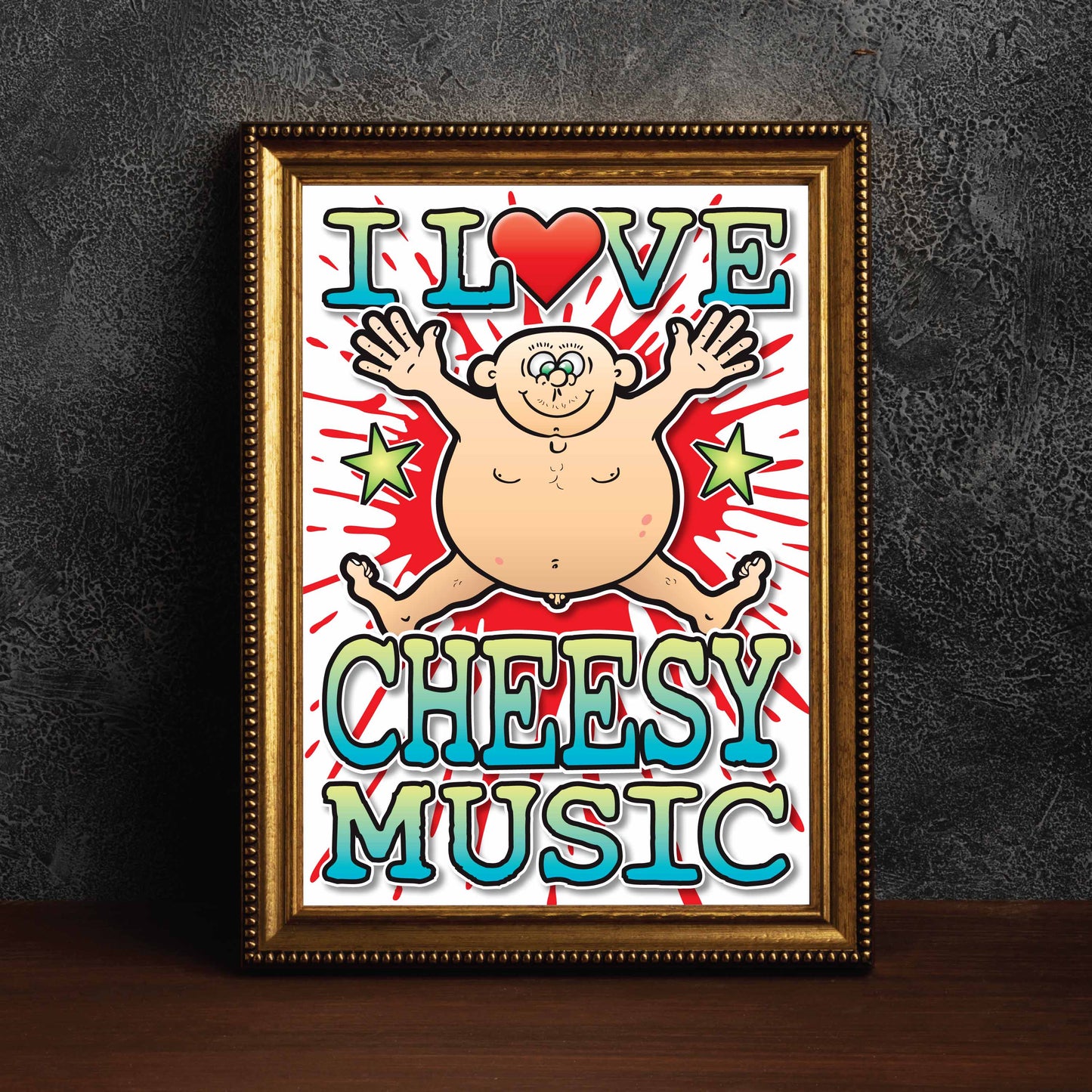 Cheesy Music Art Print / Love Music Poster / Wall Décor / Rock Guru