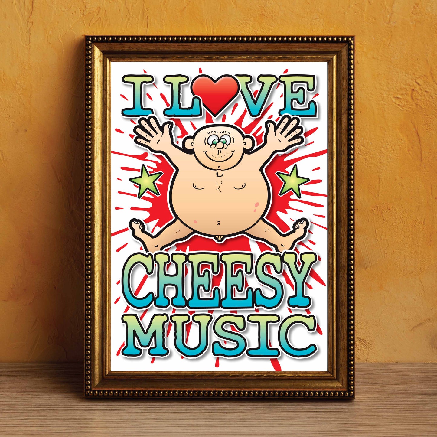 Cheesy Music Art Print / Love Music Poster / Wall Décor / Rock Guru