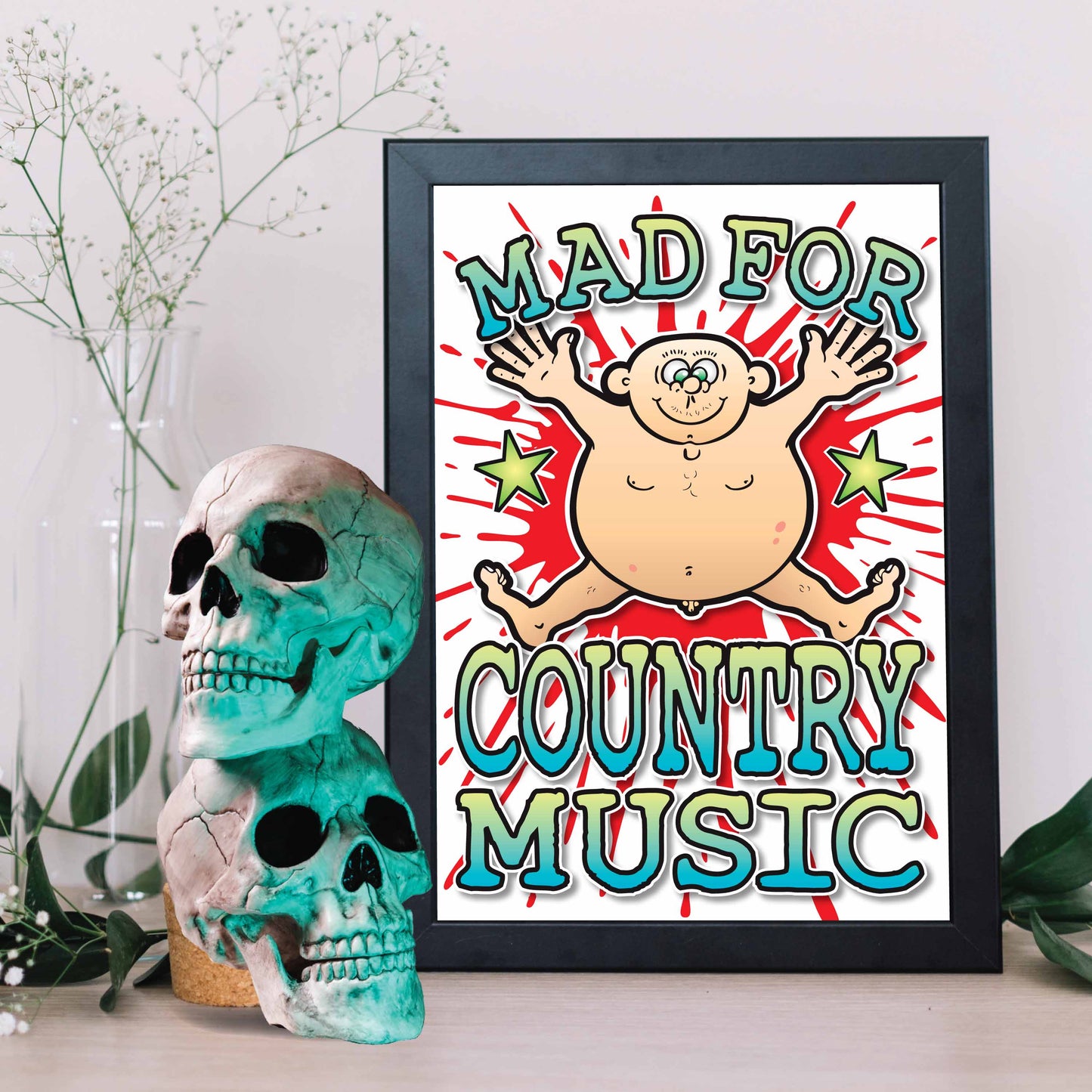 Country Music Art Print / Mad For Music Poster / Wall Décor