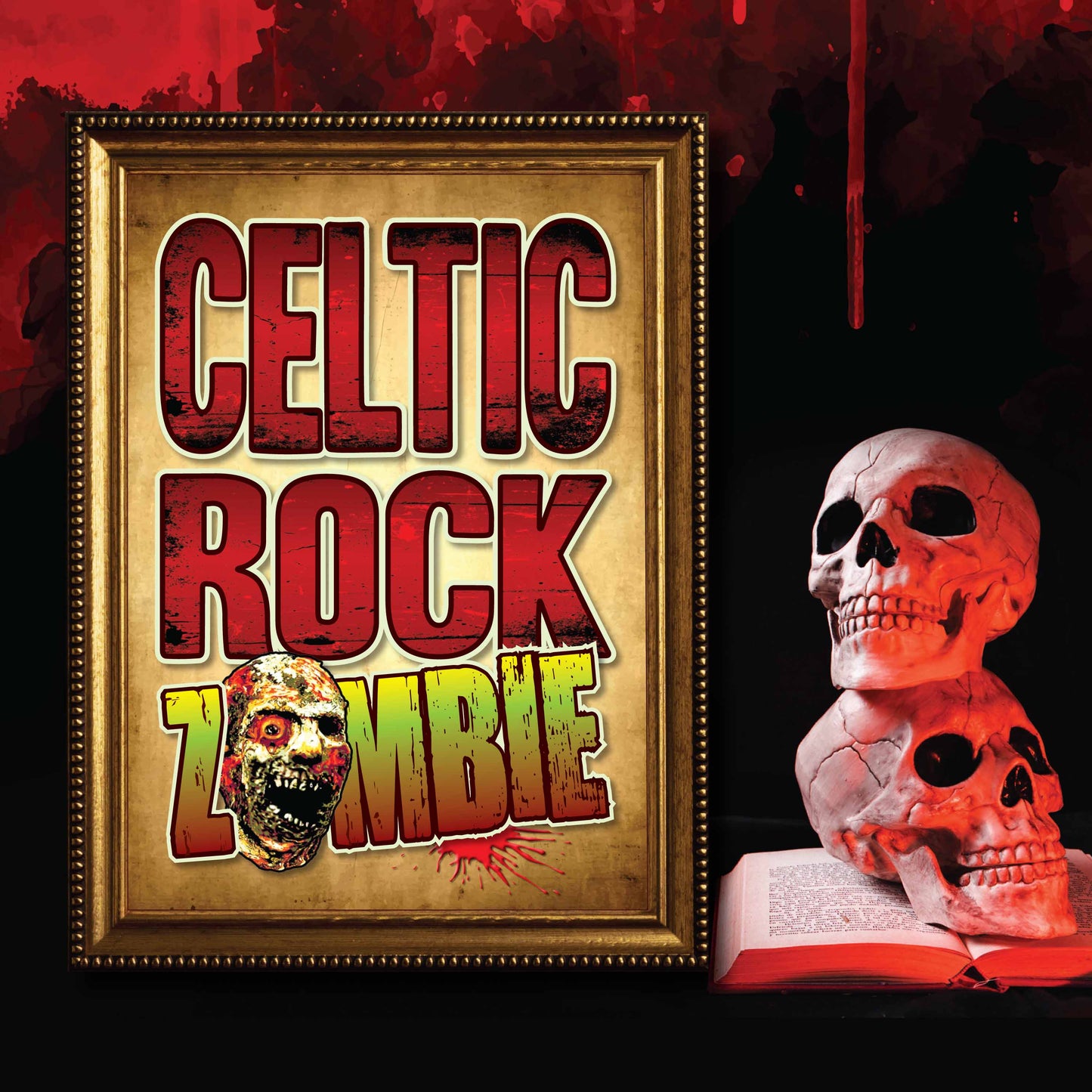Celtic Rock Zombie - Art Print + Birthday Card + Metal Pin Badge