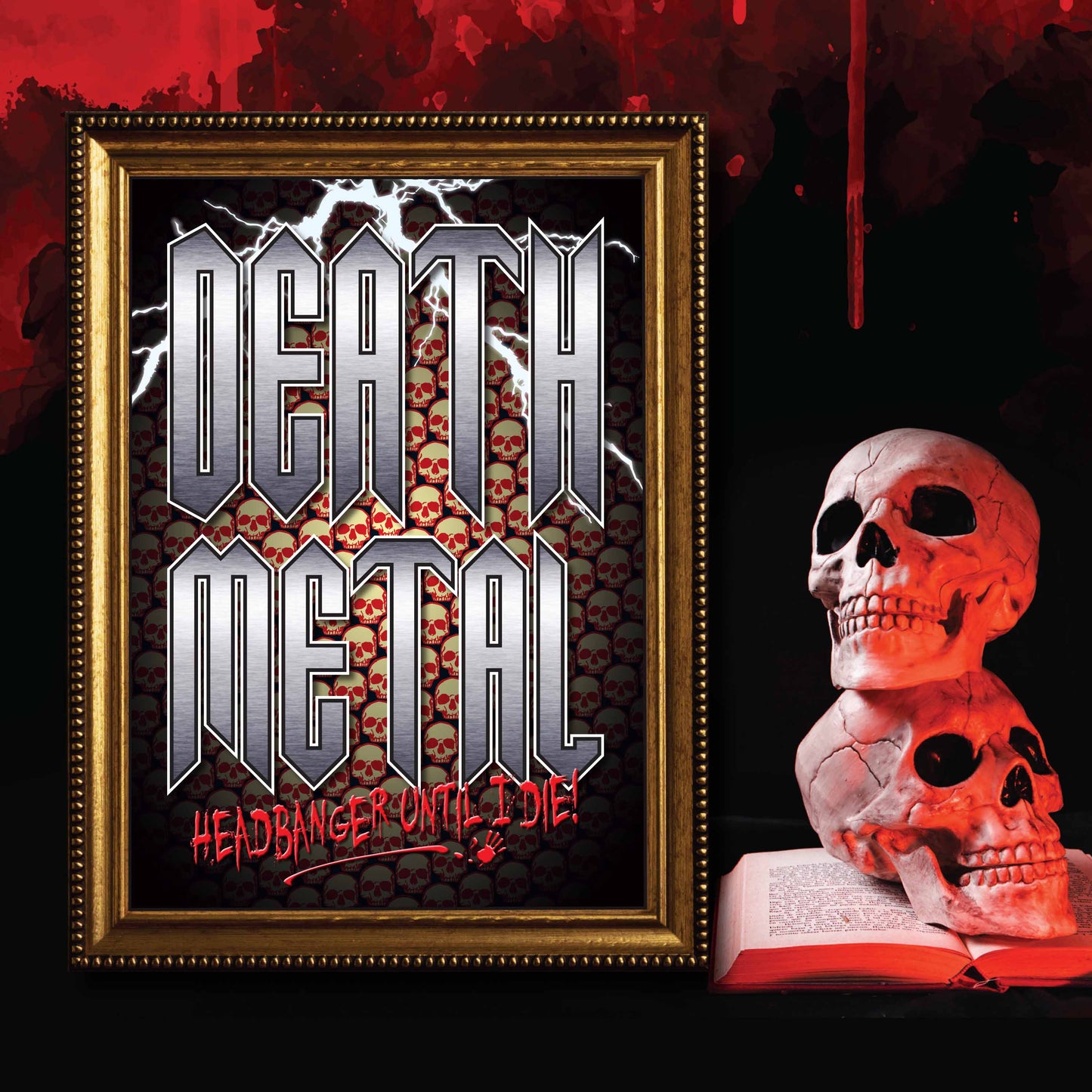 Death Metal Headbanger Art Print + Birthday / Greetings Card