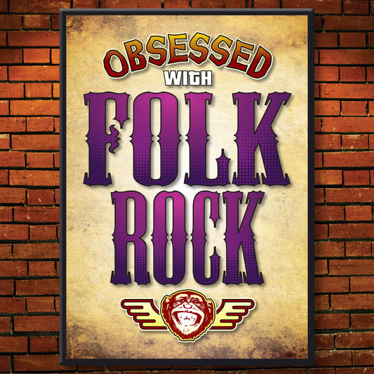 Folk Rock - Obsessed Art Poster + Birthday / Greetings Card