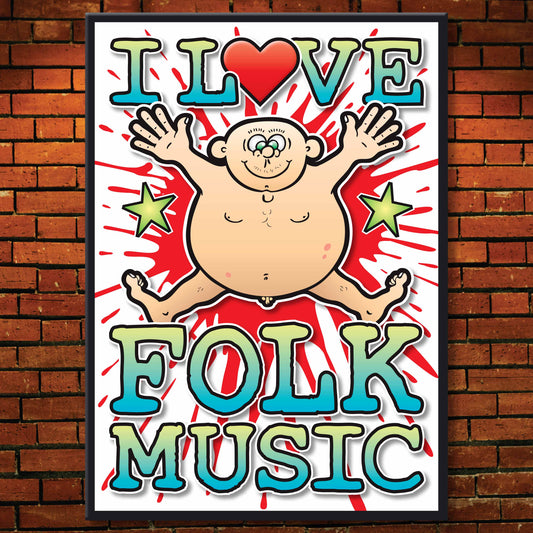 Folk Music Art Print / Love Music Poster / Wall Décor / Rock Guru